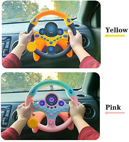 LQKYWNA Juguete del Volante, Simulador De Conducción para Niños Juguete del Coche Copiloto para Niños Rompecabezas del Volante Regalo Educativo Temprano (Pink)