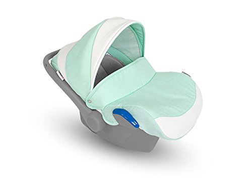 Lux4kids Trío Cochecito 3 in 1 Silla de paseo + capazo + silla para coche + rutas giratorias neumática + colchón VIP Hecho en Europa Accesorios opcionales Canillo blanco-menta con ISOFIX