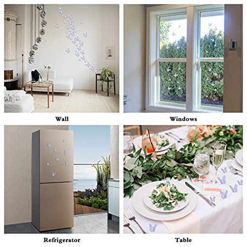 Luxbon 100pcs 3D Decorativas Pegatinas de Pared de la Mariposa 2 Tamaños DIY Mural Decalques Papel Arte Artesanía Inicio Decoración (Púrpura Ligera)