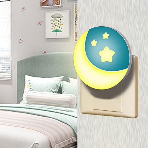 Luz Bebé Nocturna Enchufe 3 Piezas, Lámpara LED de Luna para Mesilla de Noche Infantil, Luz Quitamiedos para Recién Nacido Dormitorio, Lámpara Pared 0,6W para Guardería, Habitación de Niños