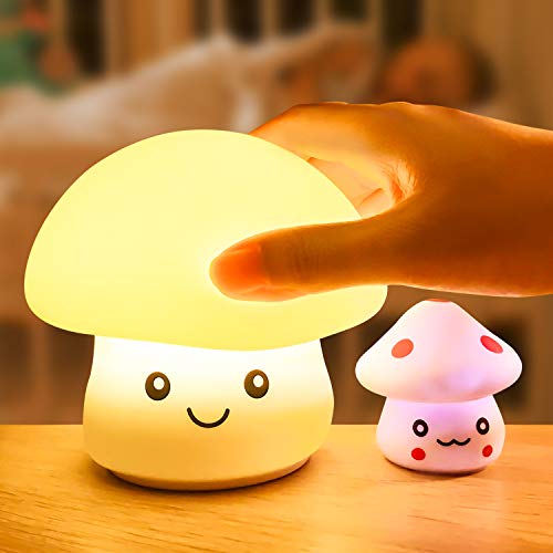 Luz de Noche Infantil,WOANWAY LED Silicona Nocturna Multicolor de USB Recargable para Diseño Infantiles Lampara Infantil de Control Táctil,para niños/adultos/Cumpleaños（Setas bebé como regalo）