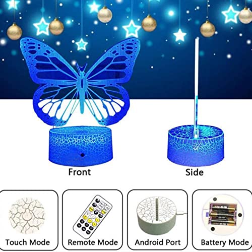 Luz noche mariposa para niños,regalos para niñas,lámpara ilusión 3D Lámpara noche para niños con 7 colores cambiantes,remoto y temporizador,juguetes mariposa regalos cumpleaños Navidad para niñas