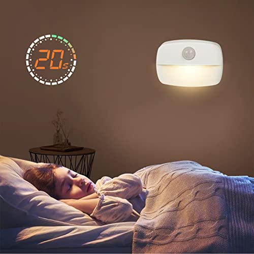 Luz Nocturna con Sensor Movimiento, [2 unidades] Luz de Noche con Sensor de Movimiento, Luces que Funcionan con Pilas, Adecuada para Dormitorio, Baño, Inodoro, Escaleras, Pasillo, Cocina, Habitación