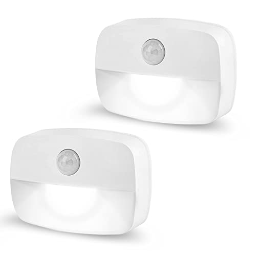 Luz Nocturna con Sensor Movimiento, [2 unidades] Luz de Noche con Sensor de Movimiento, Luces que Funcionan con Pilas, Adecuada para Dormitorio, Baño, Inodoro, Escaleras, Pasillo, Cocina, Habitación