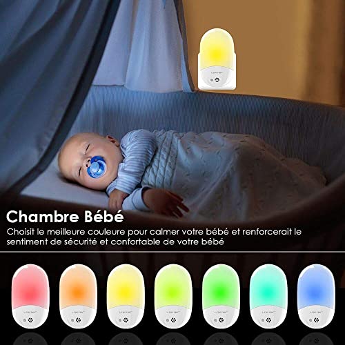 Luz Nocturna Infantil Enchufe, LOFTer Luz Quitamiedos Infantil con RGB Led Luz Noche Bebe con Sensor de Luz Automático Lampara de Noche para Bebes, Niños, Habitación Bebé, Dormitorio, Sala - 1 Pack