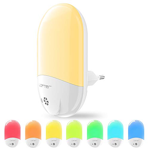 Luz Nocturna Infantil Enchufe, LOFTer Luz Quitamiedos Infantil con RGB Led Luz Noche Bebe con Sensor de Luz Automático Lampara de Noche para Bebes, Niños, Habitación Bebé, Dormitorio, Sala - 1 Pack