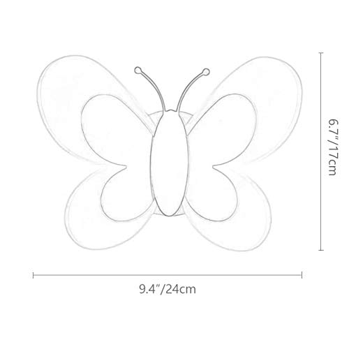 Lyghtzy Apliques Pared LED de mariposa linda, aplique pared interior para habitación de niños, decoración de dormitorio de infantil, decoración pared, 15W (Blanco y rosa,Luz blanca fría)