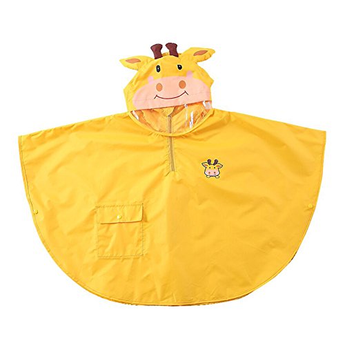 mama stadt Poncho Lluvia Bebe Capa Impermeable Niño Niña Poncho Chubasquero Infantil Unisex Chaqueta Agua Lluvia Ropa Impermeable con Capucha Animal, Becerro Amarillo/ M(2-4 años)