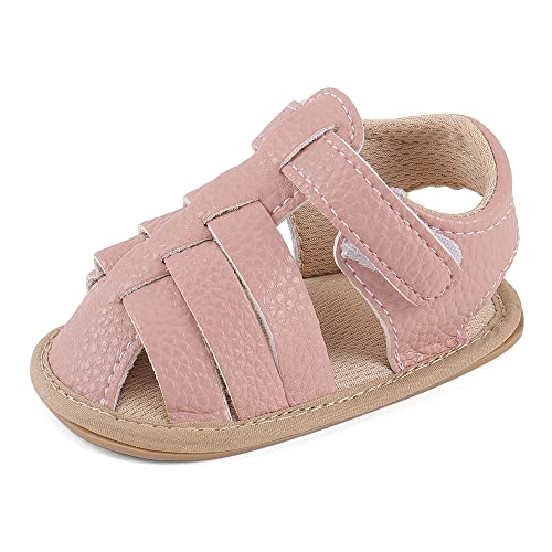 MASOCIO Sandalias Bebe Niña Verano Cerrados Zapato Primeros Pasos Bebé Recién Nacido con Suela Goma Antideslizante Talla 19 6-12 Meses Rosa