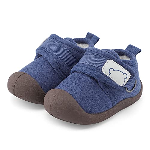 MASOCIO Zapatos Bebe Niño Niña Invierno Patucos Botas Botines Botitas Bebé Zapatillas Primeros Pasos 6-12 Meses Azul Talla 19 (CN 15)