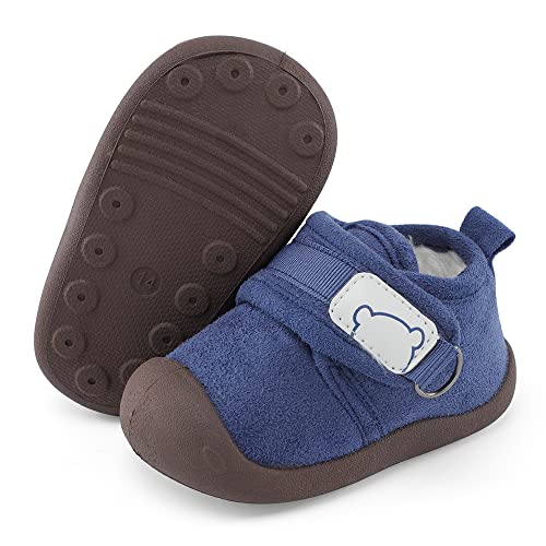 MASOCIO Zapatos Bebe Niño Niña Invierno Patucos Botas Botines Botitas Bebé Zapatillas Primeros Pasos 6-12 Meses Azul Talla 19 (CN 15)