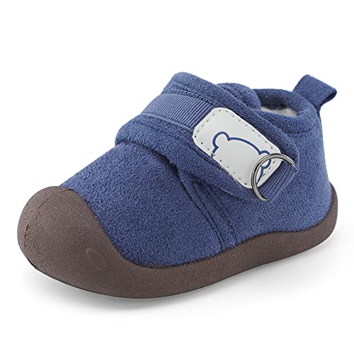 MASOCIO Zapatos Bebe Niño Niña Invierno Patucos Botas Botines Botitas Bebé Zapatillas Primeros Pasos 6-12 Meses Azul Talla 19 (CN 15)