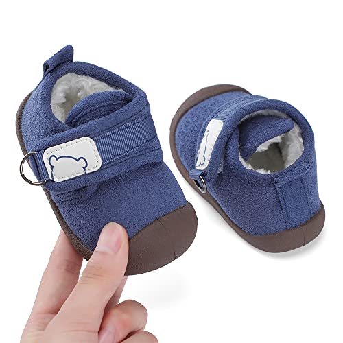 MASOCIO Zapatos Bebe Niño Niña Invierno Patucos Botas Botines Botitas Bebé Zapatillas Primeros Pasos 6-12 Meses Azul Talla 19 (CN 15)