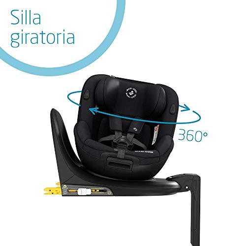 Maxi-Cosi Mica Up Silla de coche giratoria 360° Isofix, silla auto reclinable y contramarcha, desde 4 Meses aprox hasta 4 años, 61-105 cm, color Authentic Black