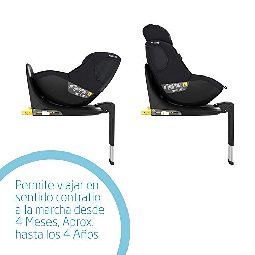 Maxi-Cosi Mica Up Silla de coche giratoria 360° Isofix, silla auto reclinable y contramarcha, desde 4 Meses aprox hasta 4 años, 61-105 cm, color Authentic Black