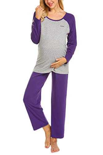 MAXMODA Ropa Premamá Lactancia Pijama Conjunto Maternidad Invierno Pijama Premamá Embarazo