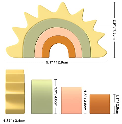MCGMITT Juguetes apilables para bebés, Juguetes de Silicona para Masticar la dentición con Aprendizaje Educativo temprano Juguete de Desarrollo Colorido para niños pequeños