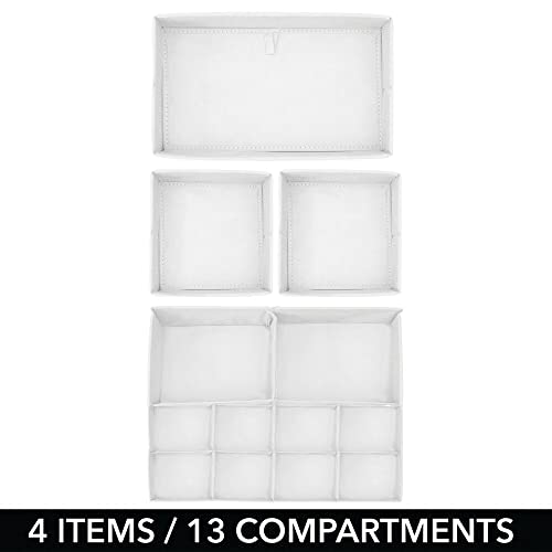 mDesign Juego de 4 Cajas organizadoras para Cuarto Infantil – Elegantes cestas de Tela de Diferentes tamaños – Organizadores para armarios de Fibra sintética Transpirable – Verde Menta/Blanco