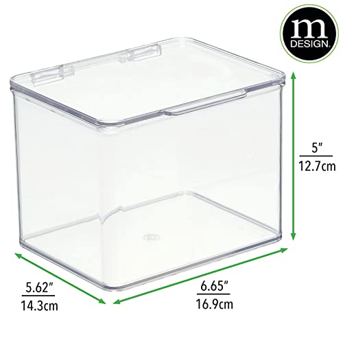 mDesign Organizador de juguetes con tapa – Juguetero apilable de plástico robusto – Caja de almacenaje para guardar juguetes o manualidades en la habitación infantil – Juego de 2 – transparente