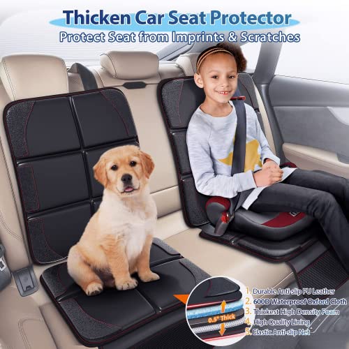 MHO+ALL Protector Asiento Coche, 2 Piezas Protector Asiento Coche Silla Bebe,Fundas para Sillas Coche de Bebé,Tamaño Universal Protector Coches Asientos con Organizador Bolsillos - Compatible Isofix