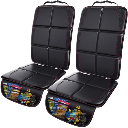 MHO+ALL Protector Asiento Coche, 2 Piezas Protector Asiento Coche Silla Bebe,Fundas para Sillas Coche de Bebé,Tamaño Universal Protector Coches Asientos con Organizador Bolsillos - Compatible Isofix