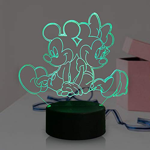 Mickey Minnie Mouse Friends Lámpara LED 3D de dibujos animados para sala de estar infantil 7 colores USB cambio remoto luz nocturna para decoración del hogar, Navidad, Año Nuevo, Navidad, Año Nuevo