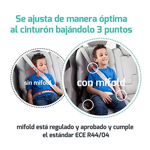 mifold Elevador Coche Plegable para Niños a Partir de 4 años (15-45 kg) - Alzador Compacto y Portátil para Uso Diario y Viajes - Silla Coche Grupos 2 y 3 Homologada según Norma de Seguridad ECE R44