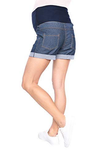 Mija - Pantalones cortos Denim Jeans de maternidad 9037 (EU 42, Azul oscuro)