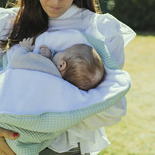 MIMUSELINA Arrullo para Bebé Recién Nacido. Mantita bebé arrullo de Algodón 100%, Extrasuave con Interior Aterciopelado, Ligero, Cálido para Frio Invierno, 90x70 (Wafle Menta)