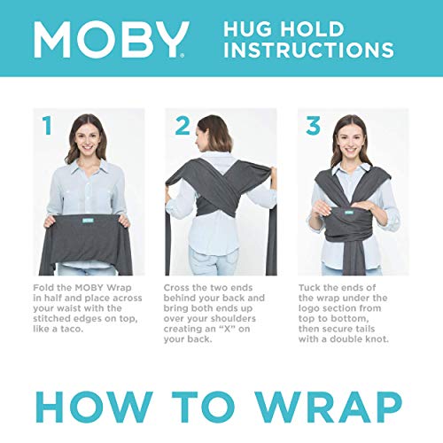 Moby Wrap Classic Fular Portabebés, Gris (Slate), Talla Única (3.6-15 kg)