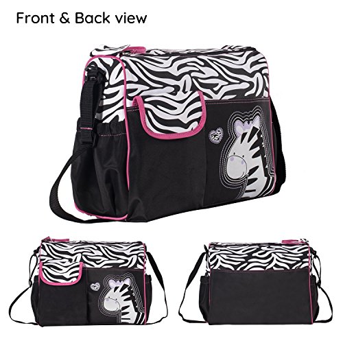 Mochilas de Bebé Bolsa De Pañales Cambiar Pañal Bolso Multifunctional para madre -Patrón Giraffe Negro