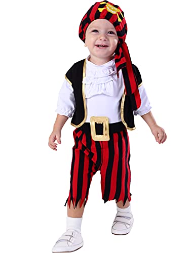 MOMBEBE COSLAND Bebés Pirata Ropa Conjunto Disfraz Carnaval Disfraz Varones Blanco 18-24 Meses