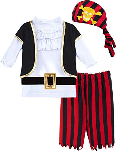 MOMBEBE COSLAND Bebés Pirata Ropa Conjunto Disfraz Carnaval Disfraz Varones Blanco 18-24 Meses