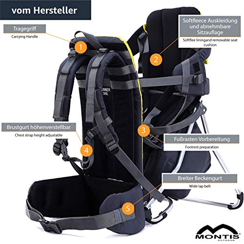 MONTIS Runner One - Mochila portabebés - hasta 25 kg (Amarillo)