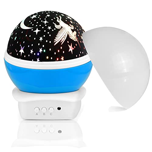 MOOKLIN ROAM Lámpara Proyector Unicornio, Romántica luz de la Noche Giratorio de Infantil con 9 Modos Luz para Cumpleaños, Navidad Regalo, Luces Decorativas Habitacion Fiesta - Azul