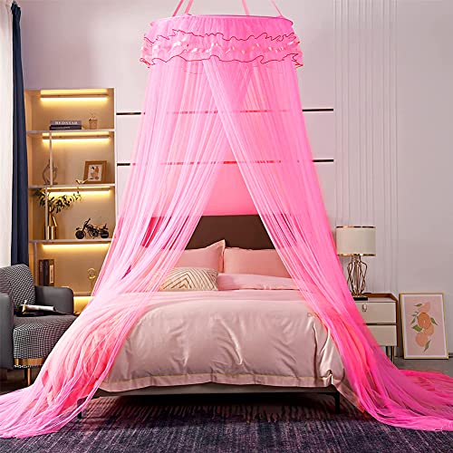 Mosquitera Cama, NALCY Mosquitera, Dosel para Cama, Mosquitera de Poliéster con Domo, Red Colgante para Cubrecamas, se Puede Utilizar para Decorar la Habitación y Prevenir Insectos （Rosa）