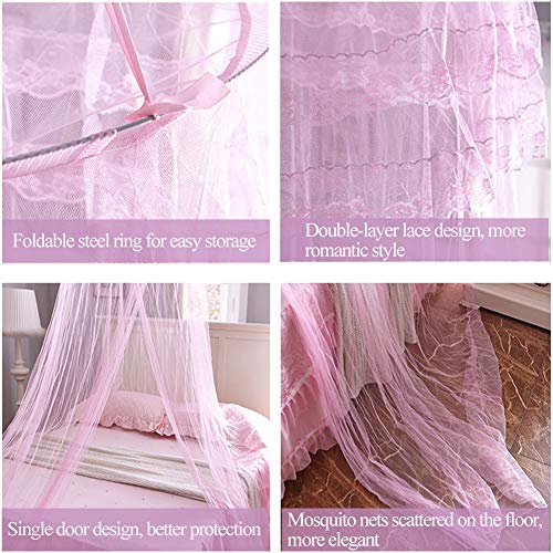 Mosquitera de Dosel de Cama, Princesa mosquiteros, Poliéster Cama Mosquitera, para Hamacas, Cunas, Camas Individuales, Cama Matrimonial (60 * 260 * 900cm) (Rosado)