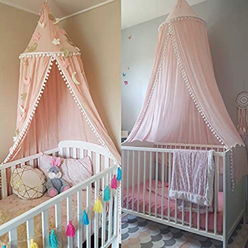 Mosquiteras para Cama, Cama con dosel para niños, Cúpula de algodón Mosquitera para bebé, Lectura de juego al aire libre para niños, Decoración de dormitorio, Rosa