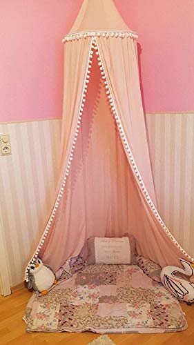 Mosquiteras para Cama, Cama con dosel para niños, Cúpula de algodón Mosquitera para bebé, Lectura de juego al aire libre para niños, Decoración de dormitorio, Rosa