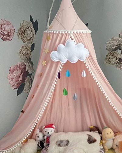 Mosquiteras para Cama, Cama con dosel para niños, Cúpula de algodón Mosquitera para bebé, Lectura de juego al aire libre para niños, Decoración de dormitorio, Rosa