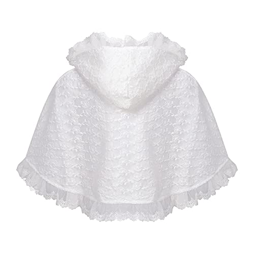 MSemis Chaqueta Bebe Niña de Fiesta Cardigan Blanco de Boda Bolero Elegante Encaje de Ropa Bautizo Bebe Niña Chaqueta con Capucha Niña 6-24 Meses Blanco 18-24 Meses