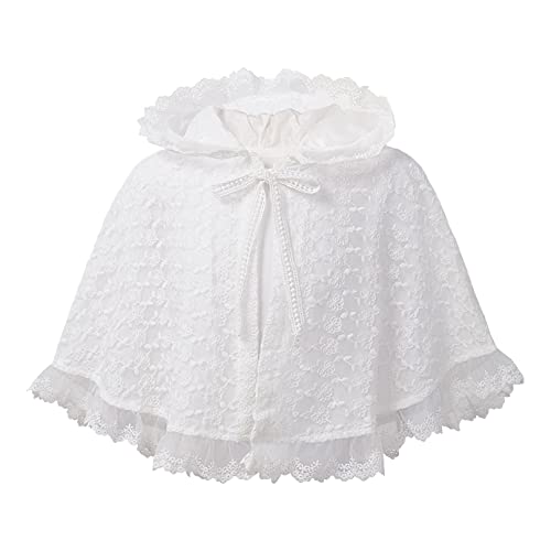 MSemis Chaqueta Bebe Niña de Fiesta Cardigan Blanco de Boda Bolero Elegante Encaje de Ropa Bautizo Bebe Niña Chaqueta con Capucha Niña 6-24 Meses Blanco 18-24 Meses