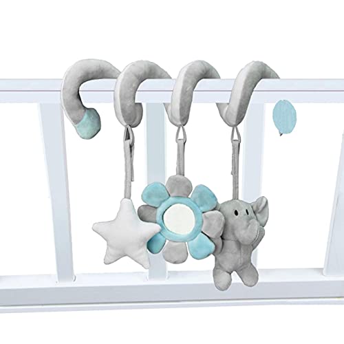 MSLing Pram CIB Combiete Actividad Espiral Juguetes de Peluche,Lindo Cochecito de Bebé Juguetes Juguetes Colgantes Juguetes Educativos de Peluche con Diseño de Flores de Estrella Animal para Bebés