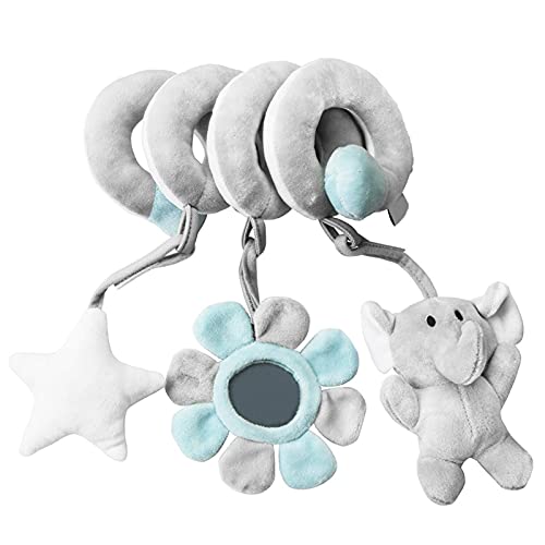 MSLing Pram CIB Combiete Actividad Espiral Juguetes de Peluche,Lindo Cochecito de Bebé Juguetes Juguetes Colgantes Juguetes Educativos de Peluche con Diseño de Flores de Estrella Animal para Bebés