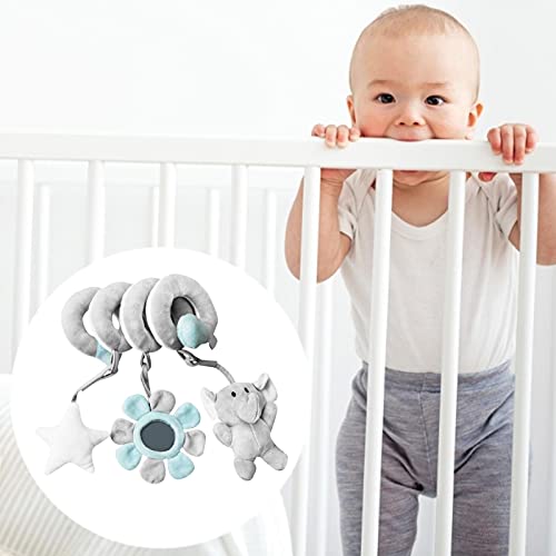 MSLing Pram CIB Combiete Actividad Espiral Juguetes de Peluche,Lindo Cochecito de Bebé Juguetes Juguetes Colgantes Juguetes Educativos de Peluche con Diseño de Flores de Estrella Animal para Bebés