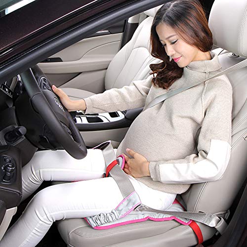 MUROAD Cojín de Asiento de Coche para Mujeres Embarazadas, cinturón con Almohadilla Transpirable Ajustable y Suave,Rosado