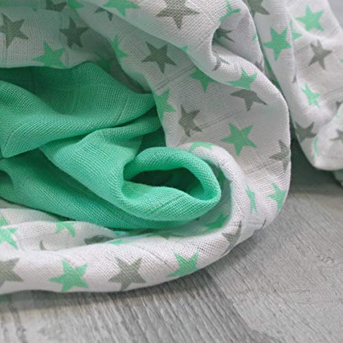 MuslinZ 6pk bebé Muslin cuadrados Burp paños 100% algodón suave puro 70x70cm estrellas de menta