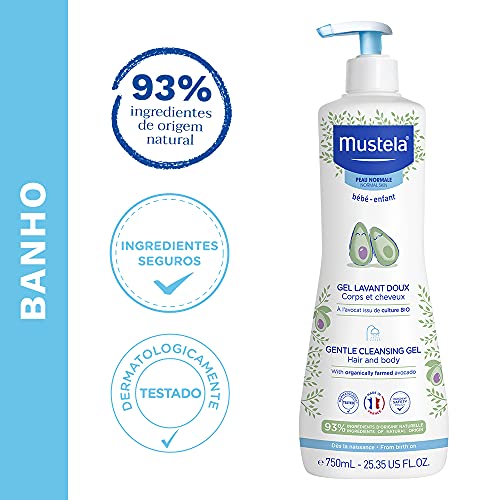 Mustela - Gel dermolimpiador lavante sin jabón cabello y cuerpo, 750 ml