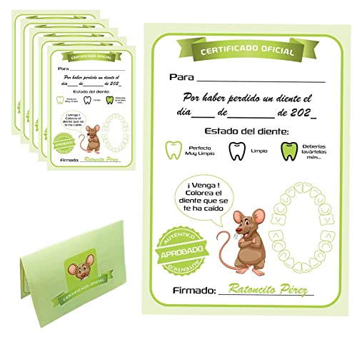 Myfuturshop® Ratoncito Pérez Puerta mágica, Caja para el Diente, Escalera, 4 certificados de Diente Limpio y 2 Marcos para Poner la Puerta a Varias Alturas. Regalo Original para niño y niña. (Marrón)