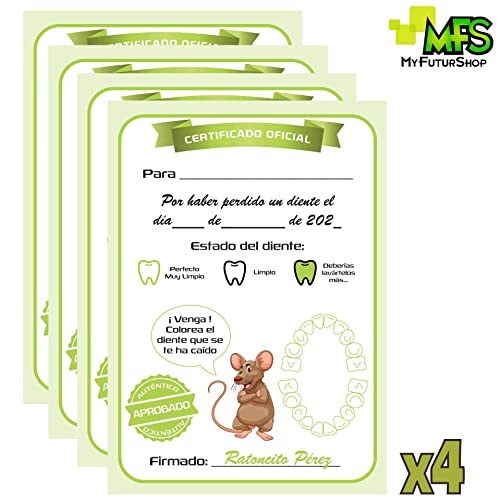 Myfuturshop® Ratoncito Pérez Puerta mágica, Caja para el Diente, Escalera, 4 certificados de Diente Limpio y 2 Marcos para Poner la Puerta a Varias Alturas. Regalo Original para niño y niña. (Marrón)